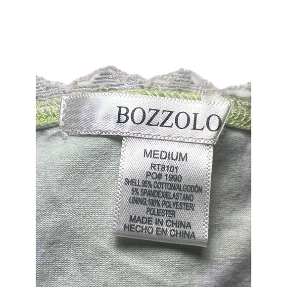 Bozzolo Polka Dot Lace Trim Tube Top M Green White Cotton Blend Stretch Resort - Picture 6 of 9
